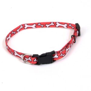 Coastal Lil Pals Adjustable Patterned Collarlight Red White Bone 5/16X8-12In