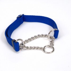 Check-Choke Adjustable Check Training Dog Collar Blue 3/4 in x 14-20 in