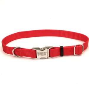 Coastal Adjustable Nylon Collar With Coastal Titan Metal Buckle Red 5/8X14In