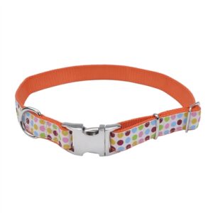 Coastal Pet Attire Coastal Ribbon Adj Nylon Collar With Metal Buckle Dots 5/8X12In