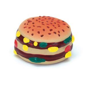 Rascals Latex Dog Toy hamburger Multi-Color 2.5 in
