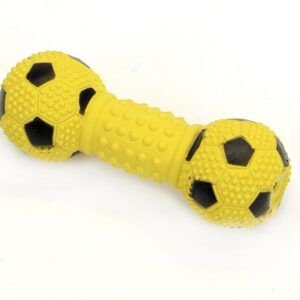 Rascals Latex Soccer Dumbbell Dog Toy Yellow 5.5 in