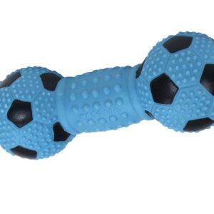 Rascals Latex Soccer Dumbbell Dog Toy Blue Lagoon 5.5 in
