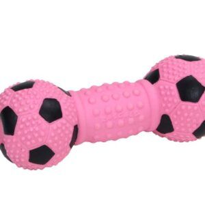 Rascals Latex Soccer Dumbbell Dog Toy Pink 5.5 in