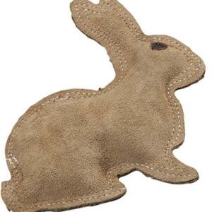 Dura-Fused Leather & Jute Dog Toy Rabbit Brown Small