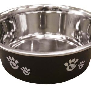Spot Ethical Barcelona Stainless Steel Paw Print Bowl Licorice 16Oz