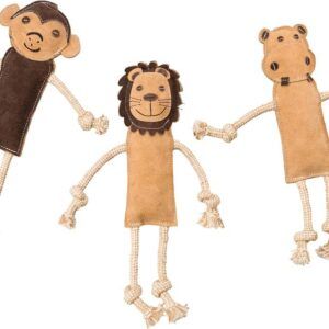 Dura-Fused Leather Jungle Dog Toy Assorted Brown, Tan 14 in