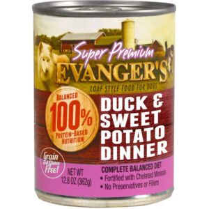 Evanger's Super Premium Duck & Fresh Sweet Potato Dinner Canned Dog Food 12.8 oz 12 Pack