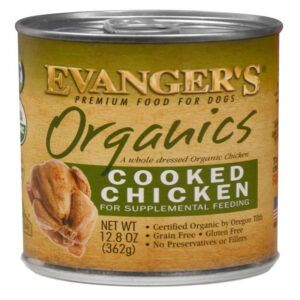 Evanger's Organics Cooked Chicken Canned Dog Food 12.8 oz 12 Pack
