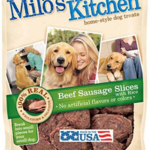 Milos Kitchen Beef Sausage Slices With Rice Dog Treats 22 Oz