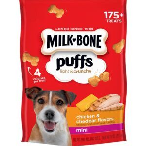 Milk-Bone Puffs Chicken and Cheddar Dog Treats Mini, 8 Oz