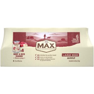 Nutro Max Large Breed Adult Beef and Rice Dinner Chunks Canned Dog Food Multipack 12.5 Ounces (Pack Of 6)