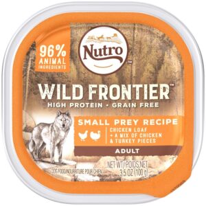 Nutro Wild Frontier Small Prey Recipe Chicken Loaf With A Mix Of Chicken and Turkey Pieces Dog Food Tray 3.5 Ounces (Case Of 24)
