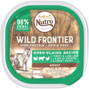 Nutro Wild Frontier Open Plains Recipe Turkey and Lamb Loaf With A Mix Of Chicken and Turkey Pieces Dog Food Tray 3.5 Ounces (Case Of 24)