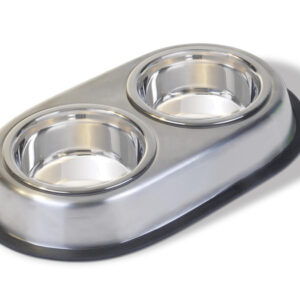 Van Ness Plastics Stainless Double Dog Bowl Silver Large 64oz