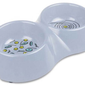 Van Ness Plastics Bamboo Double Diner Dog Bowl Assorted Large