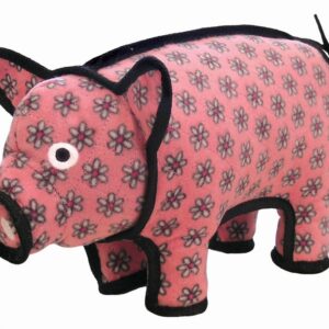 Tuffy Barn Yard Series Dog Toy Pig Pink Floral