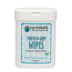 Earthbath Tooth & Gum Wipes for Dogs, Cats, Puppies, & Kittens 25ct