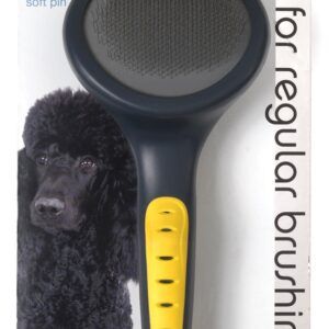 JW Pet Slicker Brush with Soft Pins Grey, Yellow Large