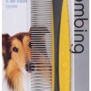 JW Pet Rotating Comfort Comb Fine & Coarse Grey, Yellow Small 8 in