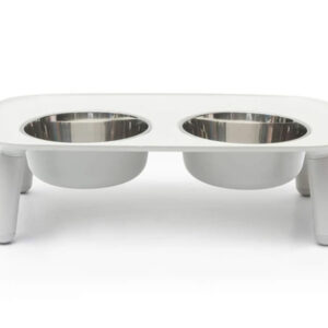 Messy Mutts Dog Double Feeder Elevated Light Grey