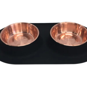 Messy Mutts Dog Silicone Double Feeder With Copper Medium