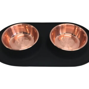 Messy Mutts Dog Silicone Double Feeder With Copper Large