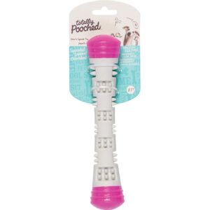 Messy Mutts Totally Dog Chew N Squeak Stick Grey Pink Small