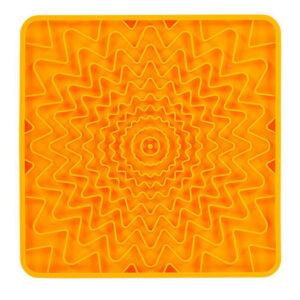 Messy Mutts Dog Framed Silicone Interactive Licking Mat 10In X 10In Orange