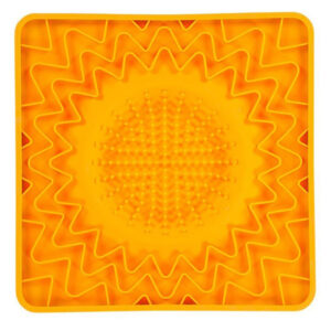 Messy Mutts Dog Cat Framed Silicone Interactive Licking Bowl Mat 10In X 10In Orange