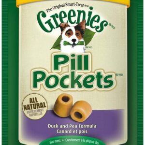 Greenies Pill Pockets Grain Free Dog Treats Duck and Pea Formula - Capsule Size 6.6 Oz. 25 Treats