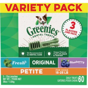 Greenies 3-Flavor Variety Pack Petite Dog Dental Chews 36 Ounces 60 Treats