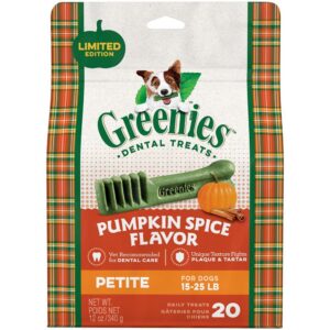 Greenies Pumpkin Spice Flavor Petite Dog Dental Chews 12 Ounces 20 Treats