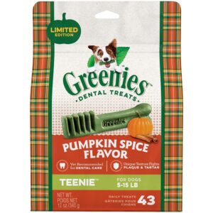 Greenies Pumpkin Spice Flavor Teenie Dog Dental Chews 12 Ounces 22 Treats