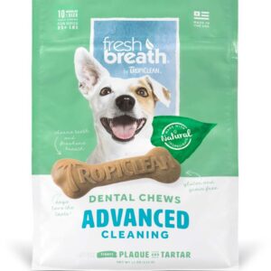 TropiClean Fresh Breath Advanced Cleaning Dental Chews for Dogs 11 oz 10 Count Regular