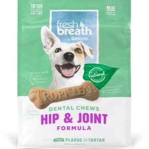 TropiClean Fresh Breath Hip & Joint Dental Chews For Large Dogs 11 oz 10 Count Regular