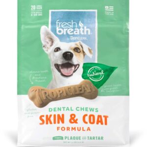 Tropiclean Fresh Breath Skin and Coat Dental Chews Dogs 11 Oz, 20 Ct, Small