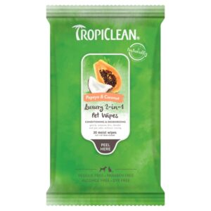 TropiClean Papaya  Coconut Luxury 2in1 Pet Wipes 1ea/20 ct