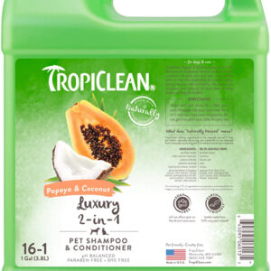 TropiClean Papaya & Coconut Luxury 2-in-1 Shampoo and Conditioner for Pets 1 gal