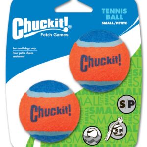 Chuckit! Tennis Ball Dog Toy Shrink Sleeve Blue, Orange Small 2 Pack
