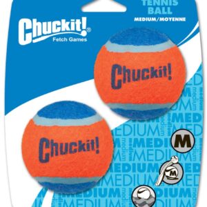 Chuckit! Tennis Ball Dog Toy Shrink Sleeve Blue, Orange Medium 2 Pack