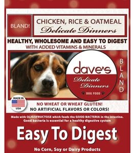 Daves Delicate Dinners (Easy To Digest) Chicken Meal, Rice and Oatmeal 4 Lbs