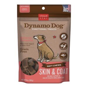Cloud Star Dynamo Dog Skin and Coat Soft Chews Salmon Formula Dog Treats, 14-Oz. Bag