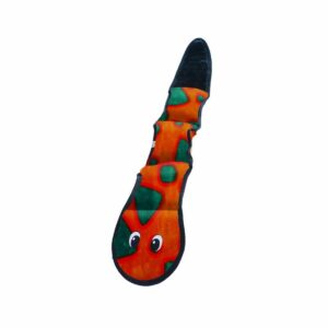 Outward Hound Invincibles Dog Toy Snake 3 Squeakers Orange/Blue Large