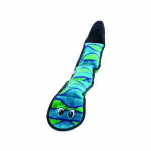 Outward Hound Invincibles Dog Toy Snake 3 Squeakers Blue/Green Large
