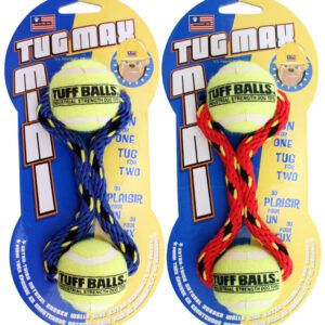 Petsport USA Tug Max Dog toy Rope with Tennis Ball Assorted 7 in Mini