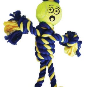 Petsport USA Twisted Chew Mini Rasta Man Dog Toy Rasta Man with Tennis Ball Blue, Yellow 1.5 in Mini