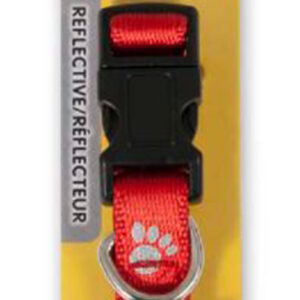 Aspen Reflective Paw Adjustable Dog Collar Red 5/8 in x 10-16 in Medium