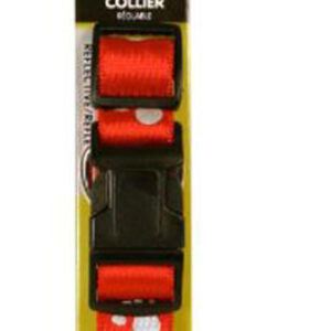 Aspen Reflective Paw Adjustable Dog Collar Red 1 in x 16-26 in Large
