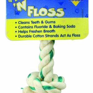 Booda Fresh N Floss 2-Knot Rope Bone Dog Toy Spearmint 2 Knots Rope Bone Green Small
